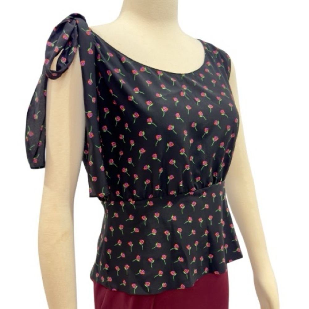 Prada Women’s Silk Floral Rose Print Peplum Camisole Boatneck Sleeveless Top NEW - Picture 11 of 16